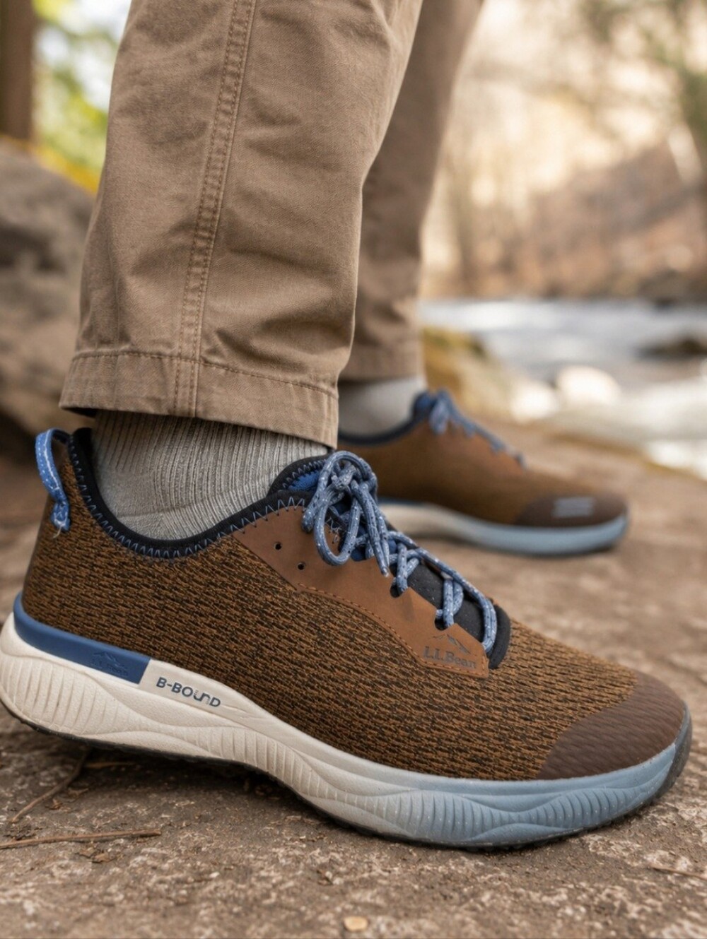 L.L. Bean Men Size 8 Dirigo Lace-Up Sneakers Gorpcore Outdoor Active Brown Blue.